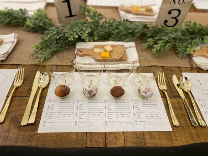 Wine Tasting Placemats Kit. Blind Tasting. 4 Wines. Wine and Donut ...