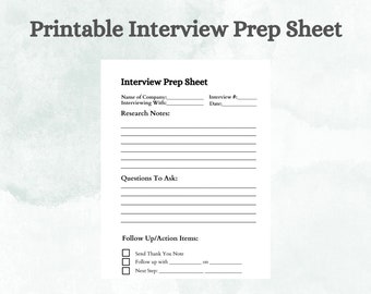 Printable Interview Prep Worksheet