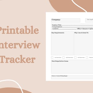 Printable Planner -Interview Tracker / Job Seeker Tracker