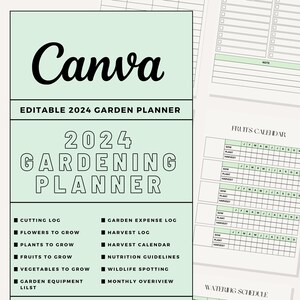 以下が含まれることがあります： 緑と白のカラーテーマの、印刷可能な2024年ガーデニングプランナー。プランナーには、切断ログ、花、植物、果物、野菜のリスト、庭の費用ログ、収穫ログ、収穫カレンダー、栄養ガイドライン、野生生物の観察、毎月の概要、散水スケジュール、種まきログのセクションが含まれています。プランナーには、「このバンドルには70ページ以上含まれています。」というテキストも含まれています。