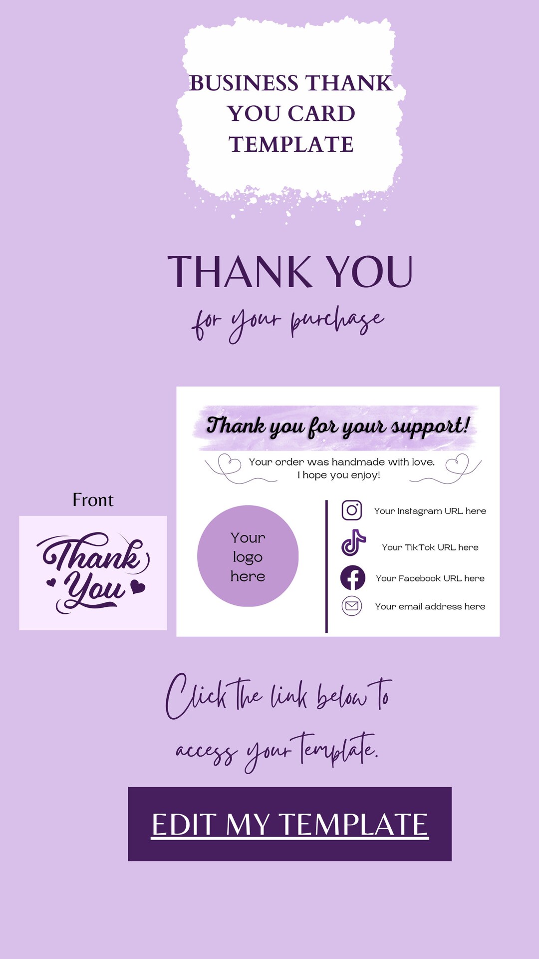 Canva Editable Thank You Card - Etsy
