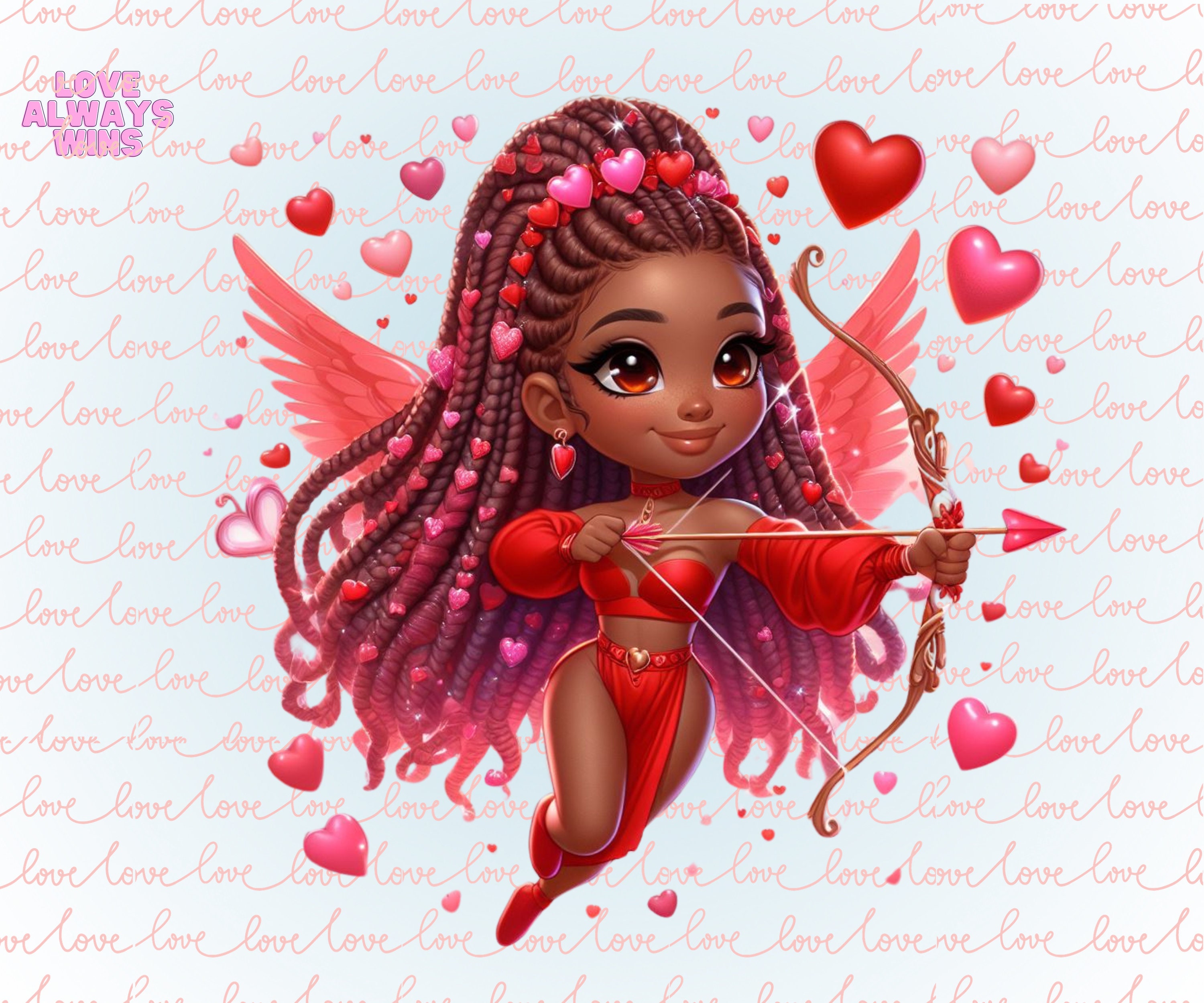 Valentine's Day African American Cupid PNG: Tumbler/puzzle