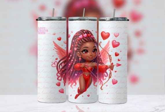 Valentine's Day African American Cupid PNG: Tumbler/puzzle