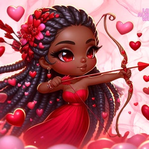Valentine's Day Cupid Digital PNG, Love Always Wins, African American Cupid, Black Cupid, Braided Cupid, Cupid Tumbler Wrap, Cupid Puzzle