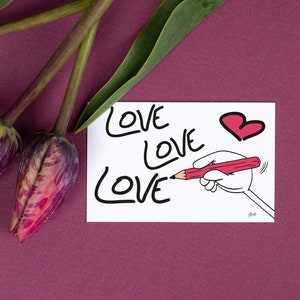 Postcard printable |love love love |happiness moment |A6 |immediate download |PDF |greeting card |gift card |just like that |saying card |love | love