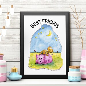 Póster A4| Descargar | Decoración de pared con carteles. tortuga| Regalo | Imprimir | Amigos| Imprimible en casa | diciendo | cerdito| habitación infantil wandeko