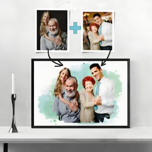 Merge Loved one to photo, Custom Watercolor Painting From Photo Merge, Family Portrait, Add Deceased Loved One To Photo, Combine Photos,
