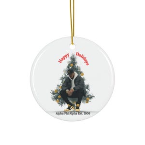 Adorno navideño Alpha Phi Alpha, Fraternidad, Divino Nueve, Negro y Dorado