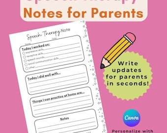 Printable Speech Therapy Parent Note | Daily Speech Progress Sheet | SLP Home Practice Log | Speech Communication Notes for Parents