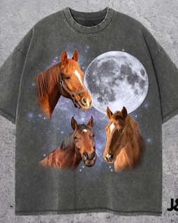 Three Horse Rodeo Cowboy Vintage Graphic T-shirts, Retro Horse