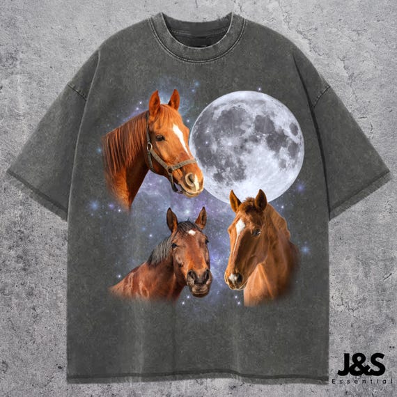 Three Horse Rodeo Cowboy Vintage Graphic T-shirts, Retro Horse