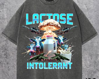 Lactose Tolerant Vintage Graphic T-Shirt, Retro Milk 90s Funny Shirt, Funny Shirts For Friends, Y2k Unisex Baggy Shirt, 2000s Shirt Gift