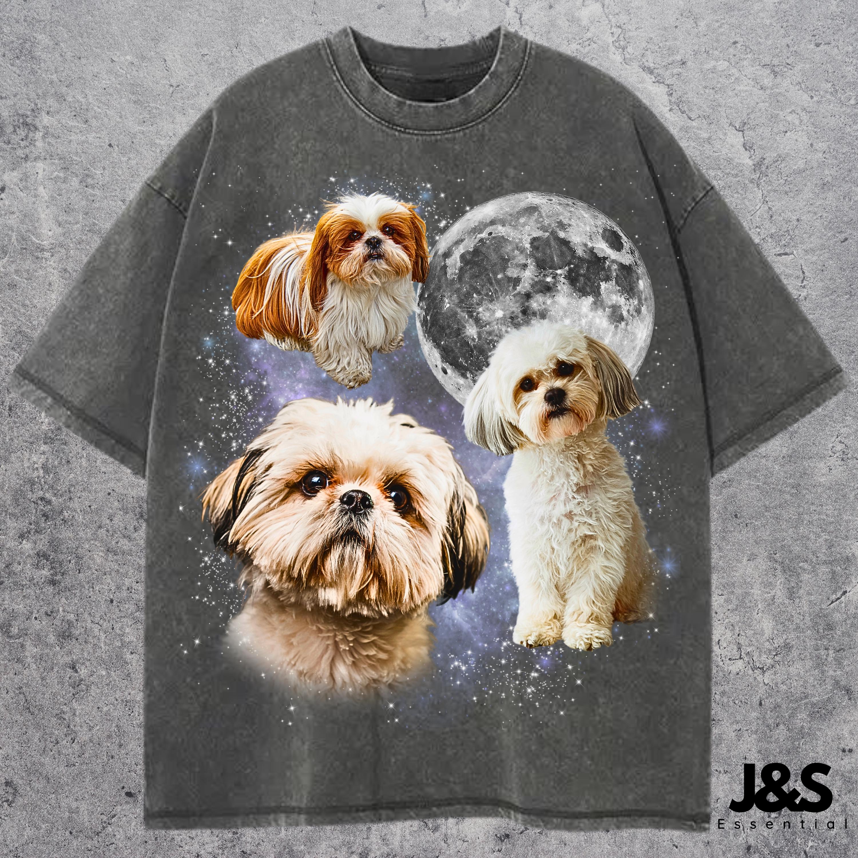 Three Shih Tzu Moon Shirt, Cute Little Lion Dog Tee, Fluffy Puppy
