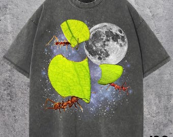 Three Leaf Cutter Ant T-Shirt, Retro Insect Moon Tee, Funny Ant Graphic Shirt, Vintage Wildlife Tee, Unique Nature Lover Gift