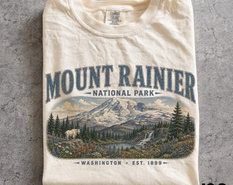 Mount Rainier Nationalpark Shirt, Washington Berg Wander T-Shirt, Vintage Malerische Natur Tshirt, Outdoor Abenteuer Geschenk