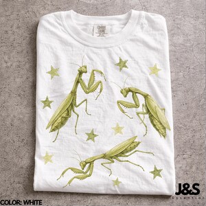 Camiseta de mantis religiosa, camiseta de insectos Comfort Colors, regalo para amantes de los insectos, camiseta de fauna silvestre de jardín, camiseta gráfica de naturaleza y entomología para hombre y mujer.