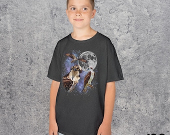 Three Osprey Moon Youth Shirt, Fish Hawk Raptor Teen Gift, Bird of Prey Galaxy Sweatshirt, Coastal Bird Vintage Graphic Top