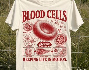 Blood Cells Tshirt, Keeping Life in Motion Biology Shirt, Vintage Hematology Graphic Tee, Comfort Colors Science Teacher Gift