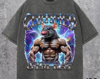 Certified Gym Rat Funny Vintage 90s Style T-Shirt, Unisex Retro Gym Graphic Tee, Pump Cover Rat Shirt, Gym Lovers Gift, Funny Gym Meme Shirt