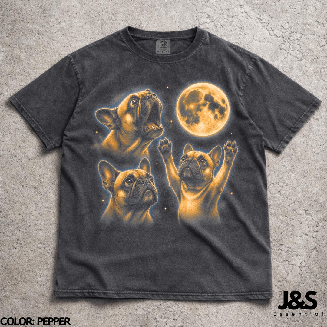 Three French Bulldog Moon Vintage 90s Shirt, Retro Silly Dog Gift ...