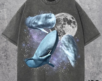 Three Sperm Whale Graphic T-shirts, Vintage Sperm Whale Moon Tshirt, Sperm Whale Shirt, Funny Whale Tee, Whale Meme Shirt, Whale Tee