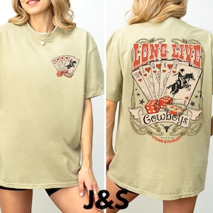 Maglietta grafica vintage Cowboy Rodeo, maglietta Long Live Cowboys, carte da gioco oversize, maglietta vintage da cowboy, maglietta da poker, maglietta da blackjack