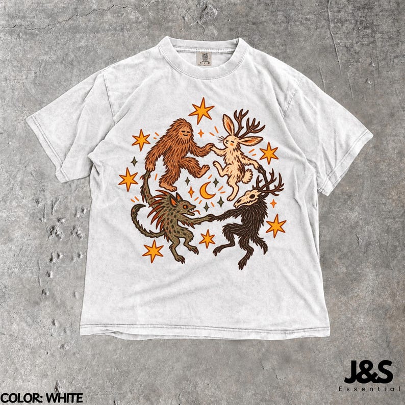 Cryptid Shirt, Bigfoot Tshirt, Cryptid Creatures Tee, Jackalope Shirt, Mythical Creature Tshirt, Weird Animal Shirt, Comfort Colors® White