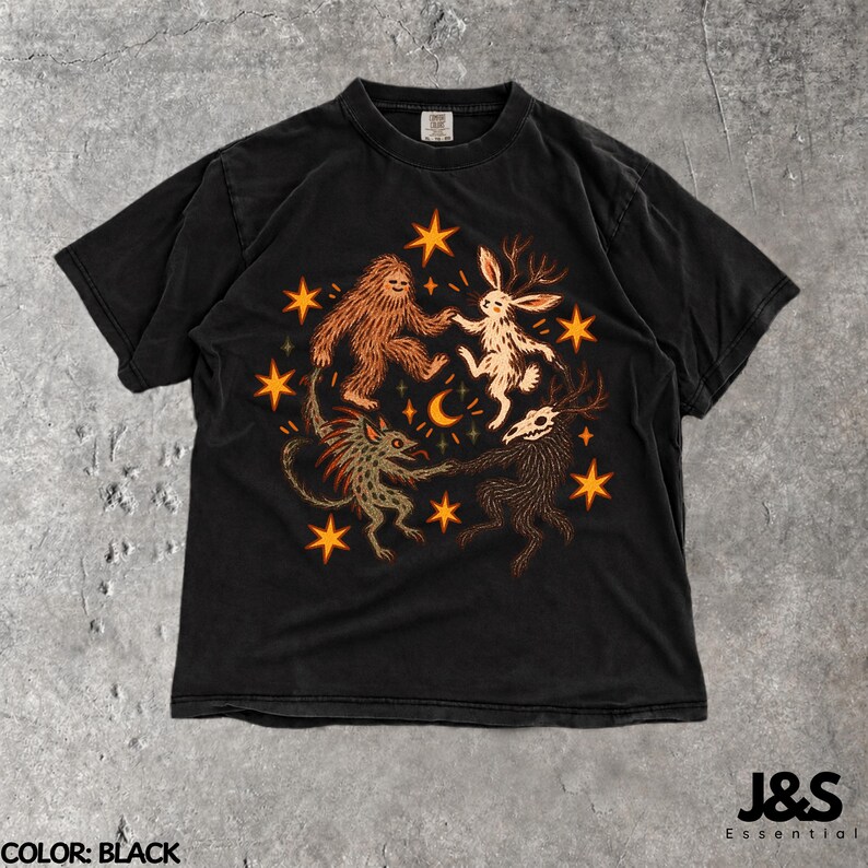 Cryptid Shirt, Bigfoot Tshirt, Cryptid Creatures Tee, Jackalope Shirt, Mythical Creature Tshirt, Weird Animal Shirt, Comfort Colors® Black