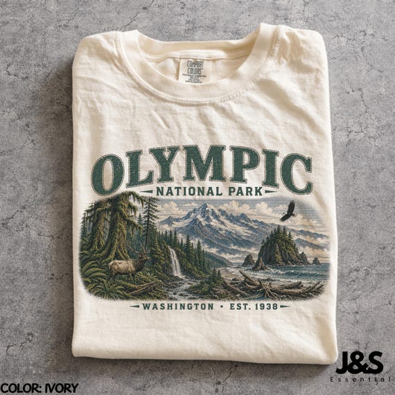 Olympic National Park Shirt, Washington Coastal Mountain Tee, Vintage Nature Hiking Tshirt, Pacific Northwest Adventure Gift