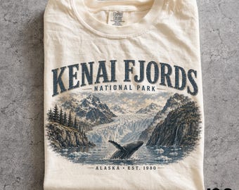 Kenai Fjorde Nationalpark Shirt, Alaska Gletscher Tshirt, Vintage Nationalpark T-Shirt, Retro Wildnis Grafik T-Shirt, Wal Geschenk