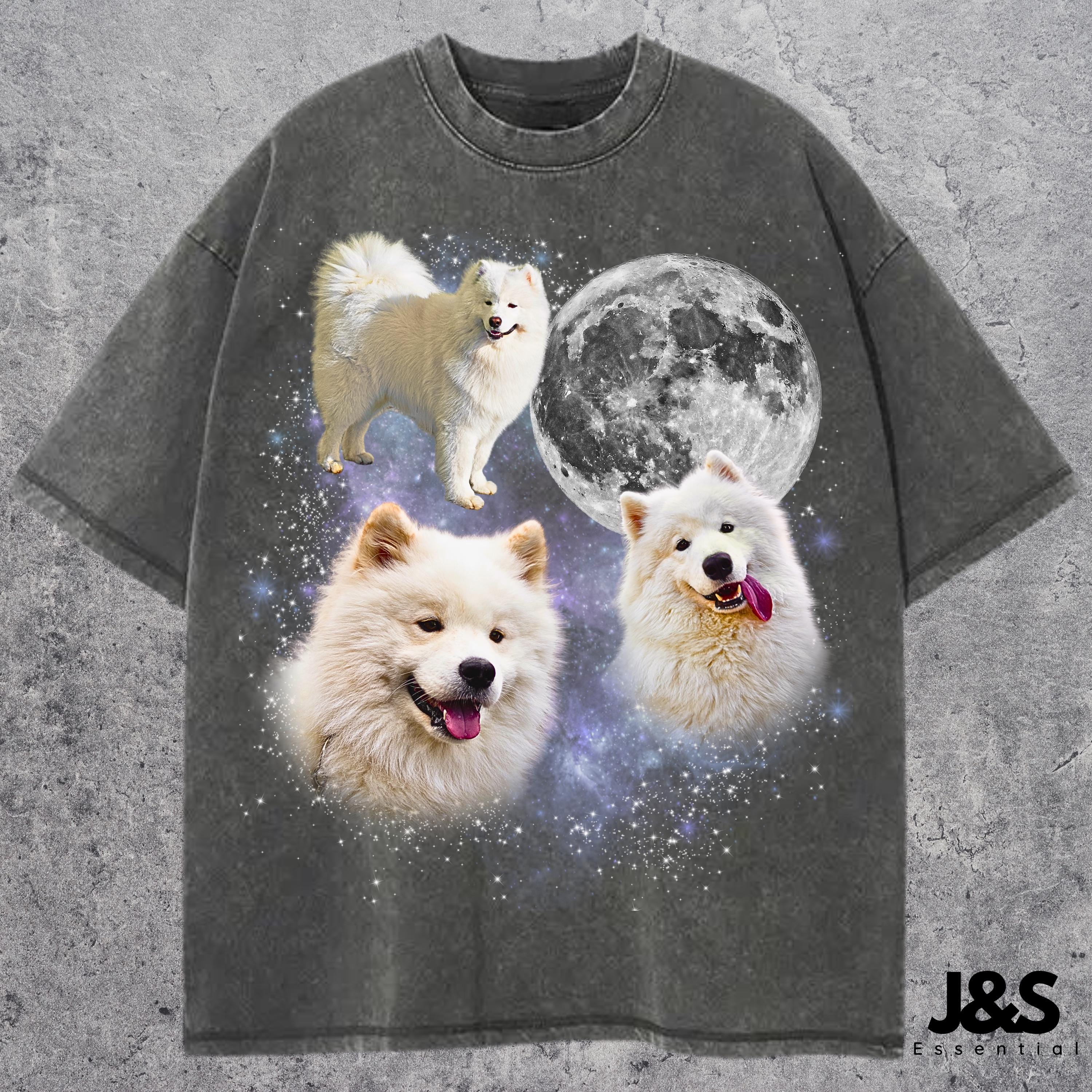 Three Samoyed Moon Shirt, Fluffy Samoyed Galaxy Tee, Space Dog