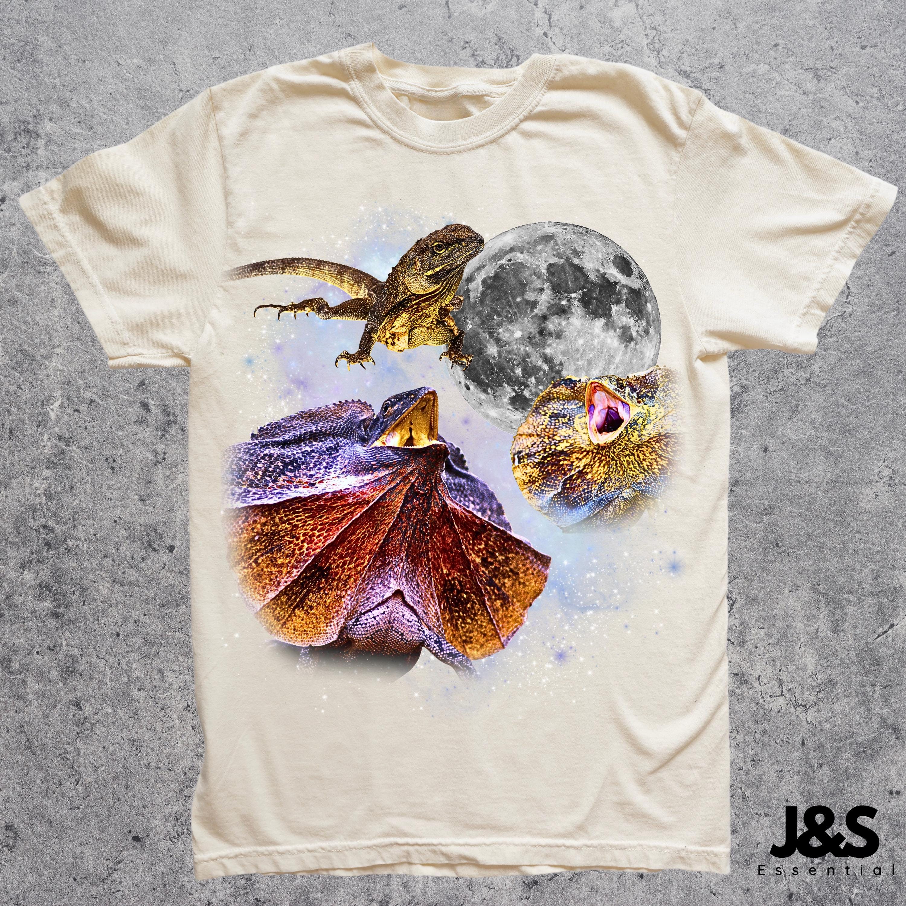 3つのエリマキトカゲのレトログラフィックTシャツ、ヴィンテージ