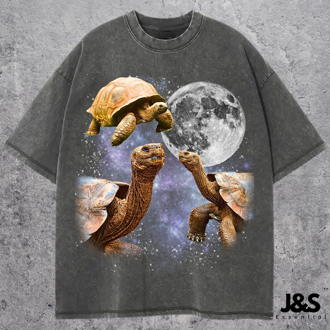 JUNHO HYPER スワロフスキー デコTシャツ Mサイズ Three Giant Tortoise Retro Tshirt, Funny Turtle Moon Graphic Tee