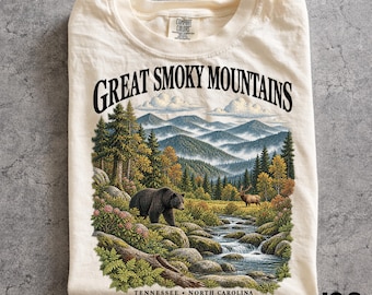 Great Smoky Mountains Comfort Colors® Tshirt, Vintage National Park Bear Tee, Tennessee North Carolina Nature Shirt, Outdoor Gift