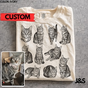 Custom Pet Portrait Comfort Colors Tshirt, Personalized Dog Cat Photo Tee, Vintage 90s Tattoo Shirt, Gift for Pet Lovers Him Her, 90s Tattoo