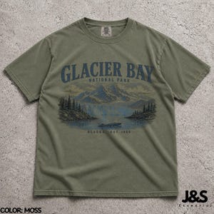 Glacier Bay National Park Shirt, Alaska Mountain Tshirt, Vintage National Park Tee, Retro Wilderness Graphic Tee, Nature Gift Moss