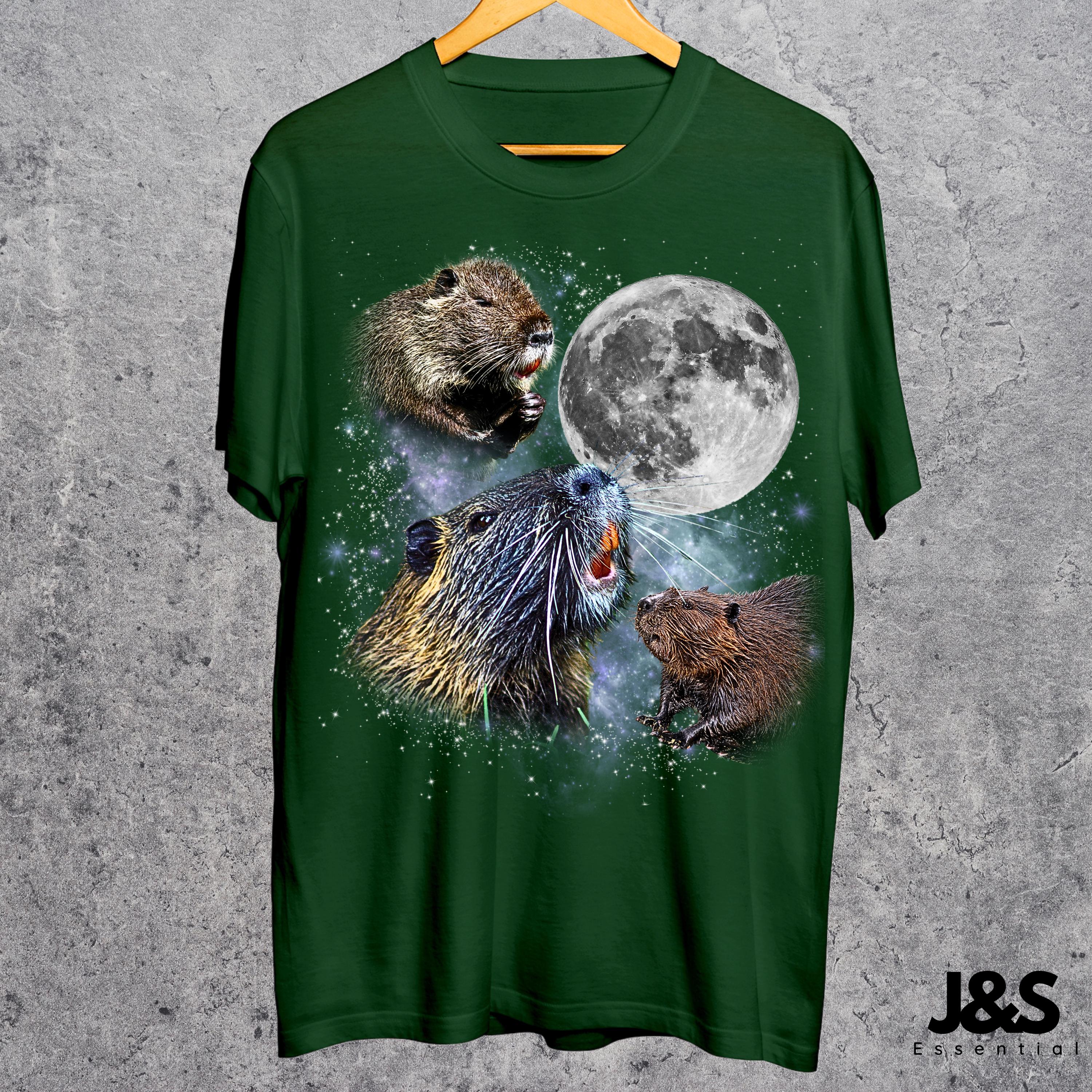 Three Beaver Retro Graphic T-shirts, Vintage Beaver Moon Tshirt