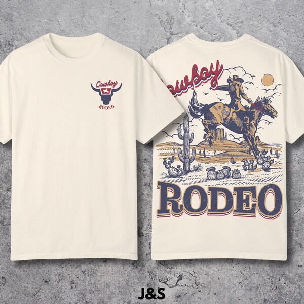 Cowboy Rodeo Vintage Graphic T-Shirt, Retro Cowboy Shirt, Oversized Rodeo T-Shirt, Vintage Washed Shirt, Gift Oversized Tees, Cowgirl Shirt