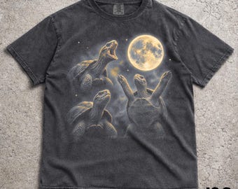 Three Giant Tortoise Moon Shirt, Funny Turtle Graphic Tee, Vintage Tortoise Tshirt, Giant Tortoise Lover Gift