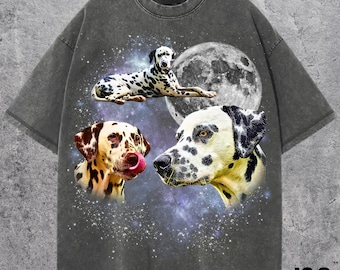 Three Dalmatian Graphic T-shirts, Vintage Dalmatian Moon Tshirt, Dog Shirt, Funny Dalmatian Tee, Dog Meme Shirt, Dalmatian Tee, Dalmatian