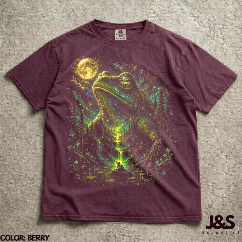 Frog Howling Frog Howling to the Moon T-shirt, 90s Full Moon Animals Graphic Tee ...