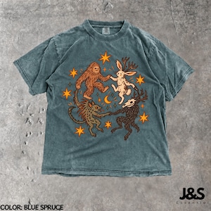 Cryptid Shirt, Bigfoot Tshirt, Cryptid Creatures Tee, Jackalope Shirt, Mythical Creature Tshirt, Weird Animal Shirt, Comfort Colors® Blue Spruce