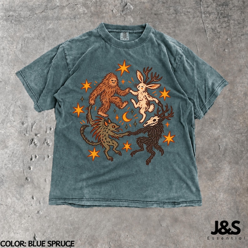 Cryptid Shirt, Bigfoot Tshirt, Cryptid Creatures Tee, Jackalope Shirt, Mythical Creature Tshirt, Weird Animal Shirt, Comfort Colors® Blue Spruce