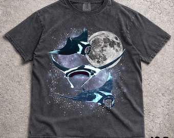 Tres camisetas gráficas de mantarrayas, camiseta vintage de mantarraya y luna, camiseta de mantarraya, camiseta divertida de mantarraya, camiseta con meme de mantarraya, camiseta de raya