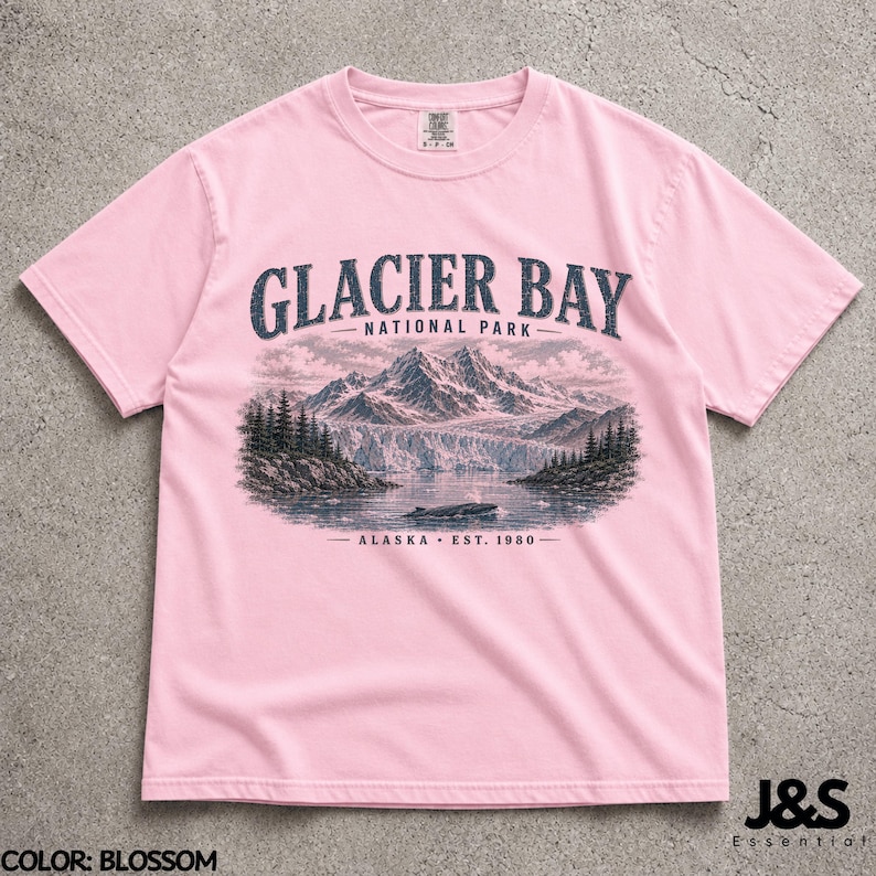 Glacier Bay National Park Shirt, Alaska Mountain Tshirt, Vintage National Park Tee, Retro Wilderness Graphic Tee, Nature Gift Blossom