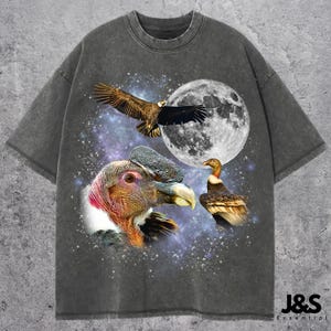 Three Andean Condor Retro Graphic Tshirts, Vintage Giant Vulture Moon Shirt, Funny Bird Lovers Tee, Oversized Condor Tshirt, Comfort Colors