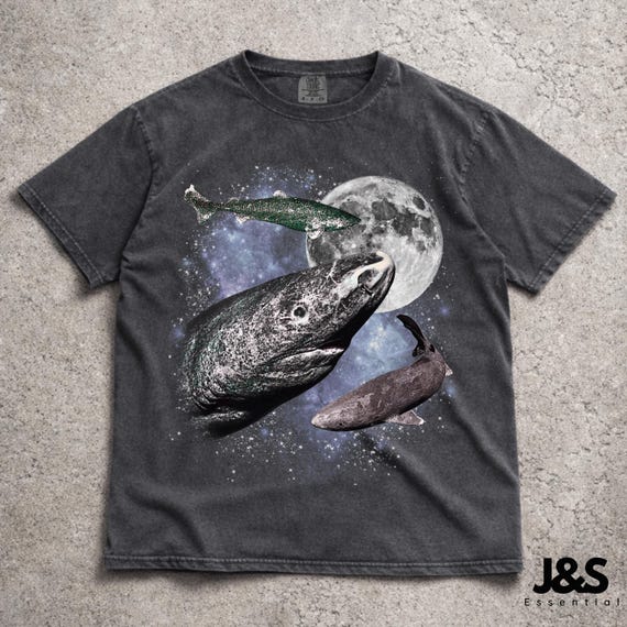 Greenland Shark Graphic T-Shirt, Deep Sea Creature Moon Tee, Unique Shark Lover Gift, Retro Ocean Wildlife Shirt, Marine Life Tee