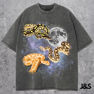 Three Snake Retro Graphic T-shirts, Vintage Snake Moon Tshirt, Snake Lovers, Funny Snake Tee, Oversized Washed Tee, Snake Vintage Shirt