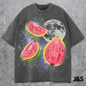 Three Guava Retro Graphic T-shirts, Vintage Guava Moon Tshirt, Guava Shirt, Funny Tee, Oversized Guava Shirt, FruitTee, Fruit Shirt, Guava