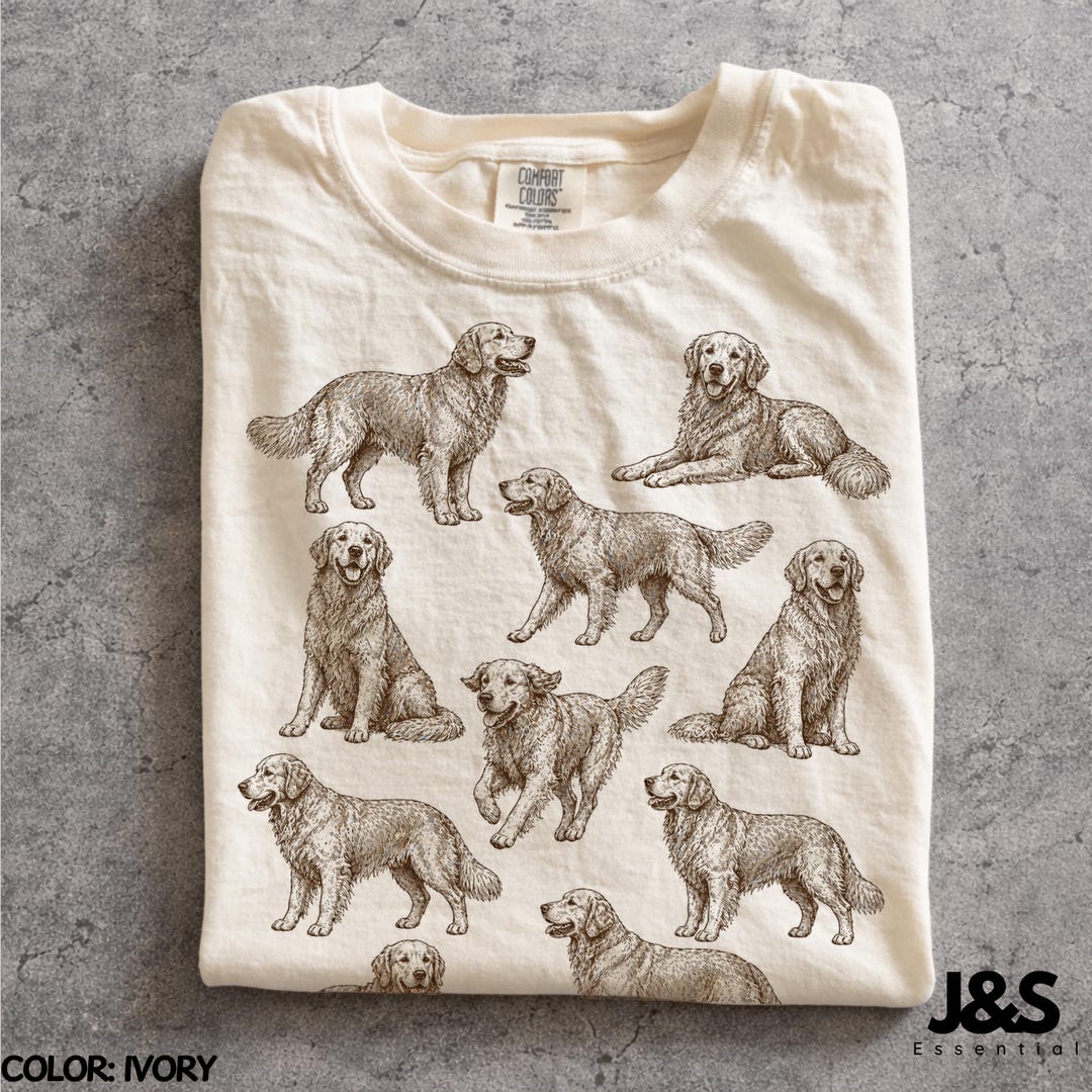 Golden Retriever Tattoo Style Vintage 90s Shirt, Retro Comfort Colors ...